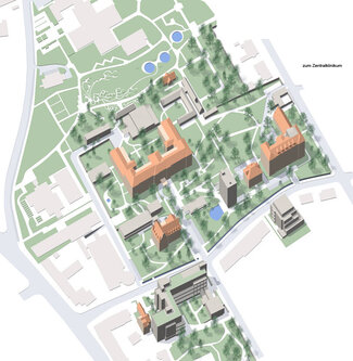 Lageplan der Kunstwerke im Bereich der Außenkliniken